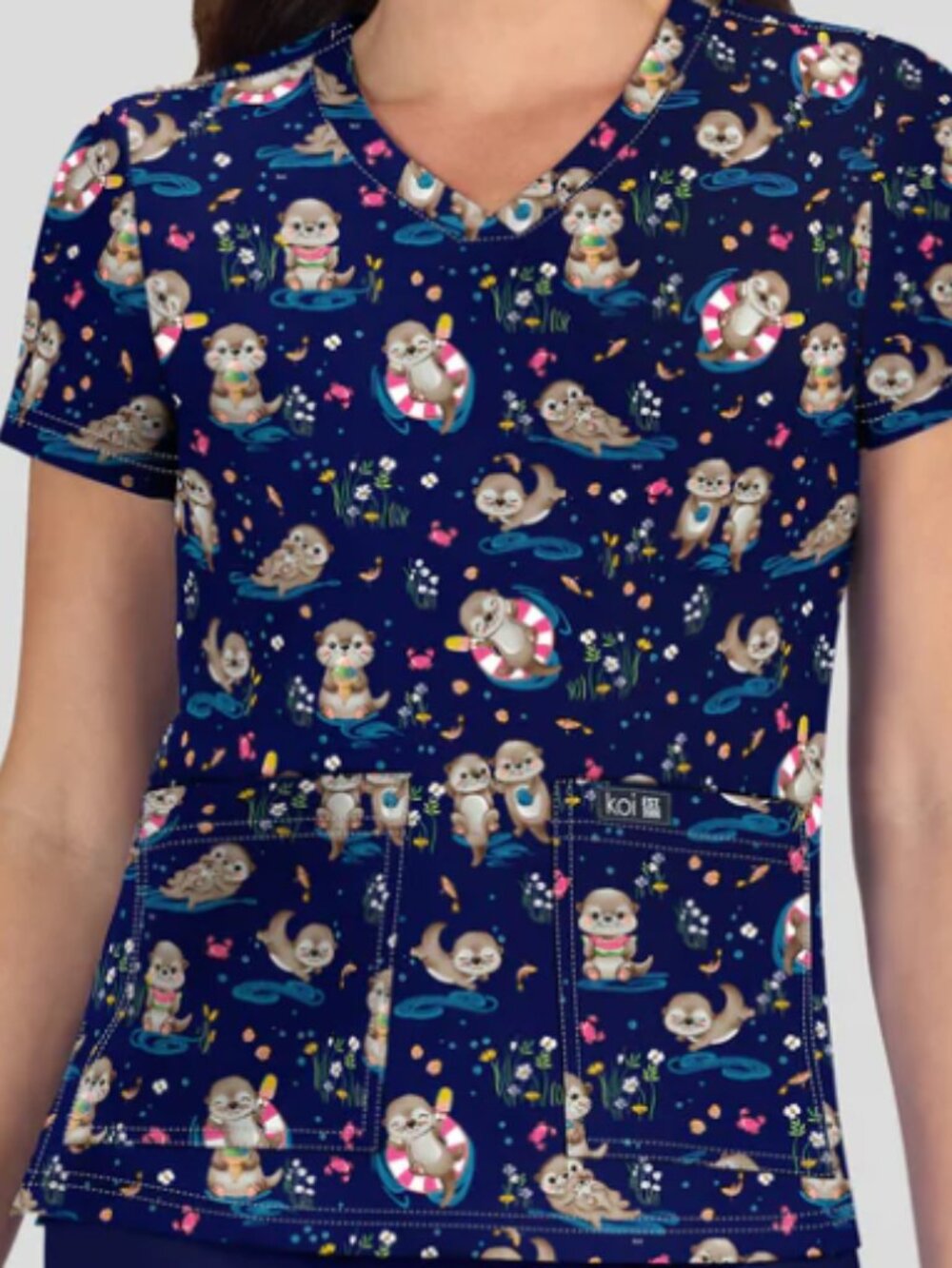 Koi Basics Leslie Print V-Neck